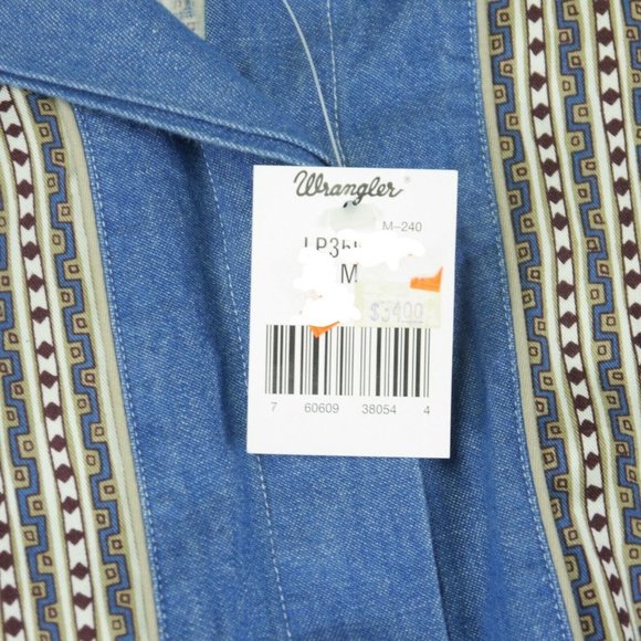 NWT Wrangler Western Wear Tribal Stripes Multicolor Western Shirt NOS Size M ANB - Picture 9 of 9